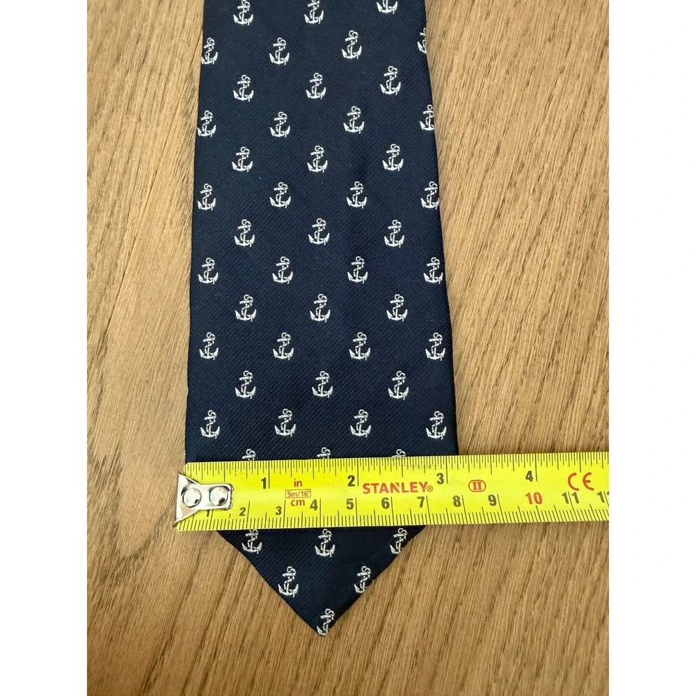 Polo Ralph Lauren Boys Navy Blue Silk Anchor Nautical Necktie Made in Italy